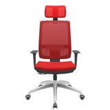 Cadeira Office Brizza Tela Vermelha Com Encosto Assento Aero Vermelho Relaxplax Base Aluminio 126cm - 63531