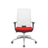 Cadeira Office Brizza Tela Branca Assento Aero Vermelho Autocompensador Base Aluminio 120cm - 63790