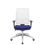 Cadeira Office Brizza Tela Branca Assento Aero Azul Autocompensador Base Aluminio 120cm - 63789