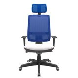 Cadeira Office Brizza Tela Azul Com Encosto Assento Vinil Branco Autocompensador Base Standard 126cm - 63414