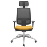 Cadeira Office Brizza Tela Preta Com Encosto Assento Facto Dunas Amarelo Autocompensador 126cm - 63003