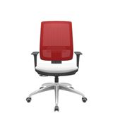 Cadeira Office Brizza Tela Vermelha Assento Aero Branco Relaxplax Base Aluminio 120cm - 63826