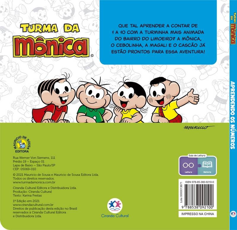 Livro Infantil Cartonado Turma Da Mônica Aprendendo Os Números ...