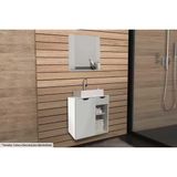 Conjunto De Banheiro Armário C/ Espelho Bn3610 E Balcão Suspenso Bn3605 S/ Cuba Pia 60cm Cor Branco - Tecno Mobili