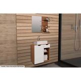 Conjunto De Banheiro Armário C/ Espelho Bn3608 E Balcão Suspenso Bn3605 S/ Cuba Pia 60cm Cor Amêndoa - Tecno Mobili
