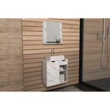 Conjunto De Banheiro Armário C/ Espelho Bn3610 E Balcão Suspenso Bn3605 C/ Cuba Pia Bn3600 60cm Cor Mármore Branco - Tecno Mobili