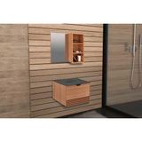 Conjunto De Banheiro Armário C/ Espelho Bn3609 E Balcão Suspenso Bn3613 S/ Cuba Pia 60cm Cor Mármore Lunar - Tecno Mobili