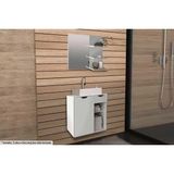 Conjunto De Banheiro Armário C/ Espelho Bn3608 E Balcão Suspenso Bn3605 S/ Cuba Pia 60cm Cor Branco - Tecno Mobili