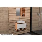 Conjunto De Banheiro Armário C/ Espelho Bn3609 E Balcão Suspenso Bn3606 S/ Cuba Pia 60cm Cor Amêndoa/branco - Tecno Mobili