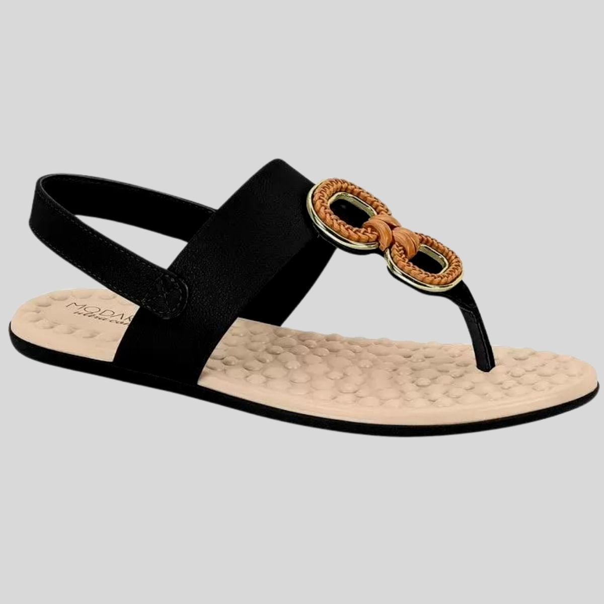 Sandália Rasteira Feminino Ultra Conforto Tiras Modare 7163.119.21736 - Preto - 34
