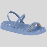 Sandália Feminina Rasteira Papete Tiras Stress Blrilho Moleca 5469.124.25648 - Jeans/cristal - 38