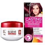 Kit Creme De Tratamento Elseve Reparação Total 5 300g E Tintura Creme Casting Creme Gloss L&#39;oréal Borgonha 426