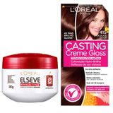 Kit Creme De Tratamento Elseve Reparação Total 5 300g E Tintura Creme Casting Creme Gloss L&#39;oréal Chocolate Glacê 415