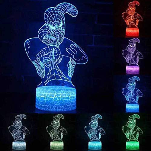 Led Super-herói 3d Night Light, Spiderman Night Lights 16-color Dimmable Com Toque Inteligente Remoto, Presentes De Natal E Aniversário Para