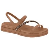 Sandalia Rasteira Feminina Tiras Brilhantes Moleca 5490.104.26665 Nude N°36