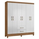Guarda Roupa Casal 6 Portas 2 Gavetas 153cm Paraná M07 Naturale/branco - Mpozenato