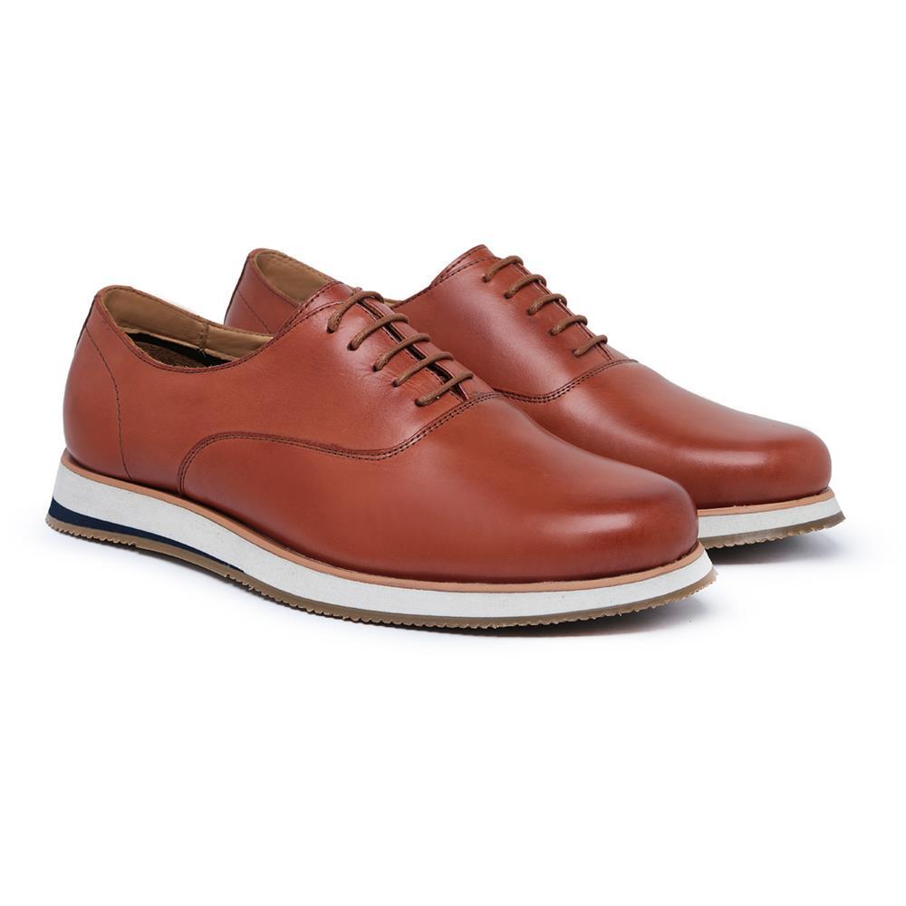 Sapato Masculino Casual Oxford Couro Confortável Estilo  Marrom 42