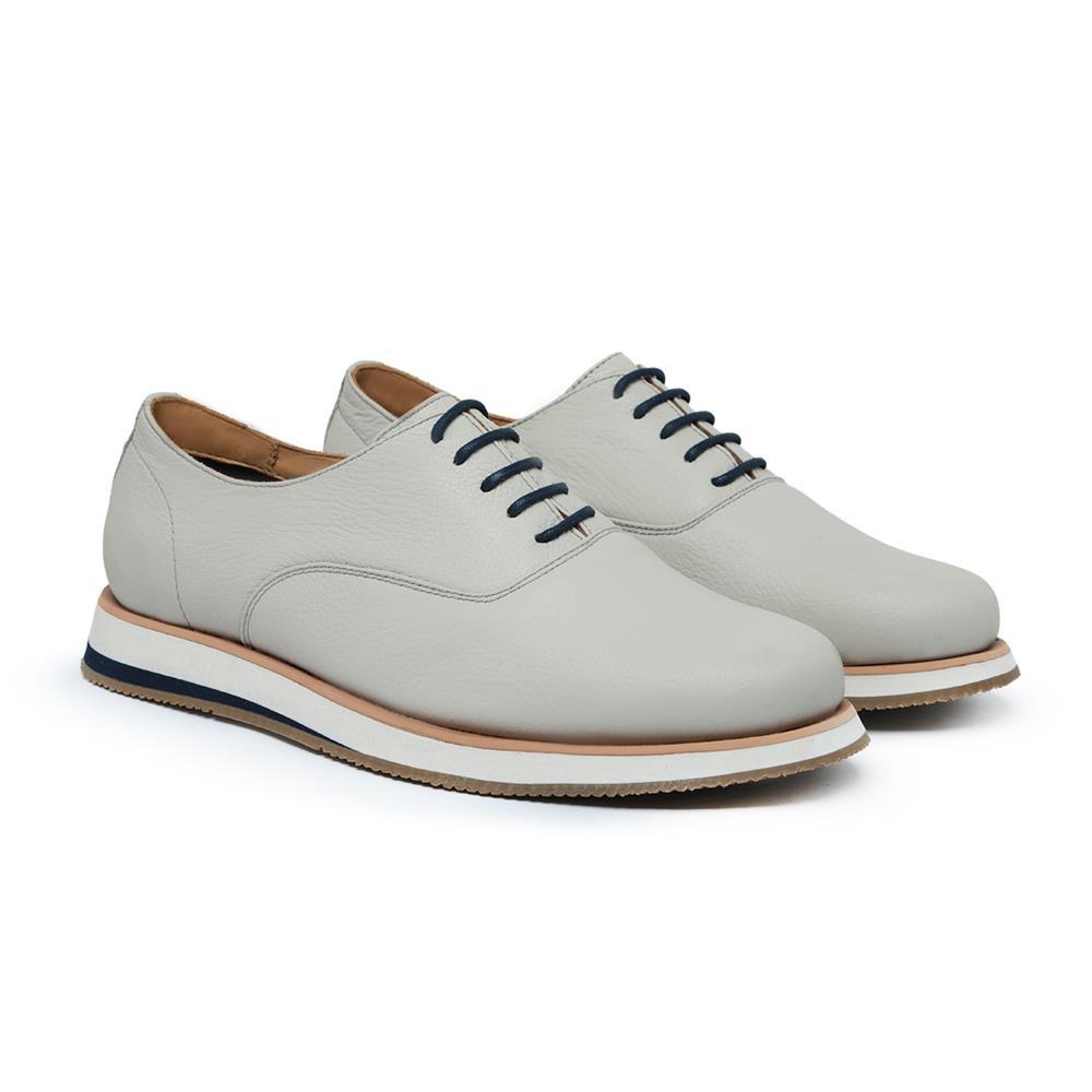 Sapato Masculino Casual Oxford Couro Confortável Estilo  Branco 44