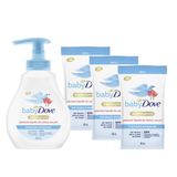 Kit Sabonete Líquido Baby Dove Hidratação Enriquecida 200ml + 3  Refil De 180ml Cada