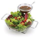 Saladeira Gourmet Com Dois Potes De Vidro Para Molho Massas Multiuso Servir Caldo Sopa Queijo Ralado