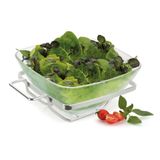 Saladeira De Vidro 2,7l Gourmet Salada Servir Base Inox Multiuso Serve Servir Massas Sopa Sopeira