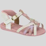 Sandália Infantil Meninas Tiras Molekinha 2114.271.26345 Rosa - Rosa/branco - 18
