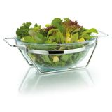 Saladeira De Vidro 3l Gourmet Luxo Com Suporte Amarado Multiuso Serve Para Servir Massas Sopas Caldo