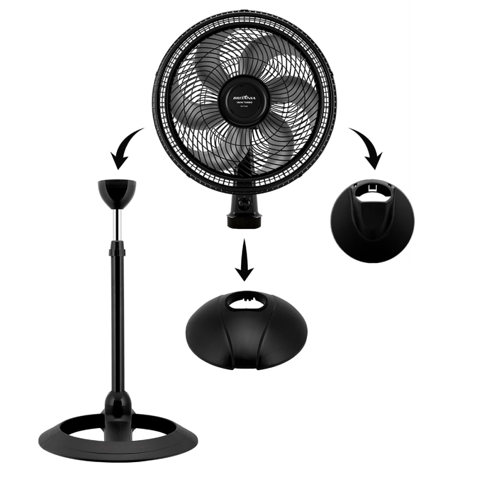 Ventilador 3 Em 1 Britânia Bvt466 Com 6 Pás Preto