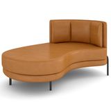 Chaise Longue Divã 164cm Braço Esquerdo Logus D06 Sintético Caramelo - Mpozenato