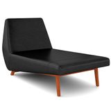 Chaise Longue Divã 155cm Pés Madeira Liz D06 Sintético Preto - Mpozenato