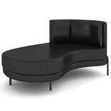 Chaise Longue Divã 164cm Braço Esquerdo Logus D06 Sintético Preto - Mpozenato