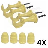 Kit 4 Suporte Para Varão Cortina Com Ponteira 28mm Marfim