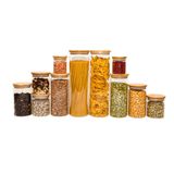 Potes de Vidro de Mantimentos com Tampa de Bambu 11 Peças