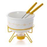 Aparelho De Fondue De Queijo Panela Porcelana Casal 5 Peças Conjunto Kit Ideal Para Duas Pessoas Cerâmica