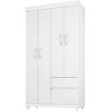 Guarda-Roupa Demóbile Lotus Solteiro Infantil 4 Portas 2 Gavetas Flex Branco Rosa