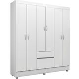 Guarda-roupa Casal Demóbile Flash Ii 6 Portas 2 Gavetas Flex Branco E Rosa