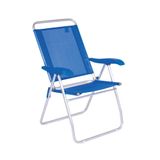 Cadeira De Praia Alta Reclinável Boreal Com Porta Copo Mor Cor:azul