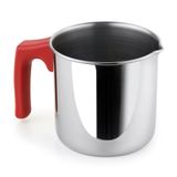 Fervedor Leiteira Inox 650ml Funciona Em Fogao De Indução Cabo Vermelho Chaleira Bule Chá Café Leite Alto Padrão Qualidade Forma Inox