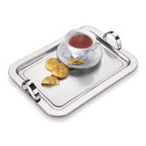 Bandeja Retangular De Aço Inox Com Alças 34x25 Café Chá Decorativa Serviço De Mesa Aparador Bar