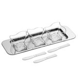 Conjunto Para Molhos Petisco 7 Peças Petisqueira Inox Servir Cumbuca Potes Condimentos Pastas Creme Ante Pastos