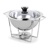 Réchaud Inox 3 Litros Tampa De Vidro 4 Peças Sopa Feijão Restaurante Servir Comidas Quentes Buffet