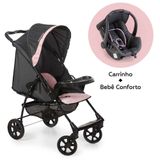 Carrinho De Bebe Conforto Romano Travel Coccon Slim Preto E Rosa Galzerano