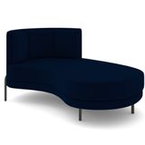 Chaise Longue Divã 164cm Braço Direito Logus D06 Veludo Azul - Mpozenato
