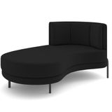 Chaise Longue Divã 164cm Braço Esquerdo Logus D06 Veludo Preto - Mpozenato