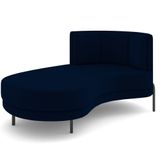 Chaise Longue Divã 164cm Braço Esquerdo Logus D06 Veludo Azul - Mpozenato