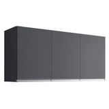Armário Aéreo 120cm 3 Portas Andréia Cinza - Ajl Móveis