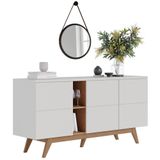 Balcão Buffet Rebeca Com Espelho Adnet 67cm C05 Off White/freijó - Mpozenato