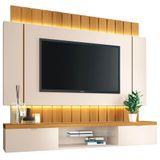 Painel Para Tv Suspenso 55 Pol. Illuna H01 Off White/cinamomo - Mpozenato