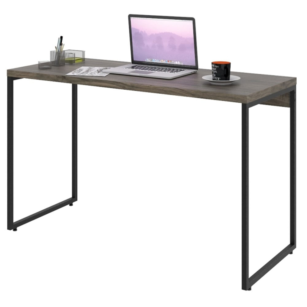 Mesa De Escritório Escrivaninha 120cm Dynamica Industrial C08 Carvalho Dark - Mpozenato