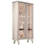 Cristaleira De Vidro Com Espelho Alvora H01 Off White - Mpozenato